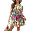 imageSAMPEEL Womens Pleated Front Summer Dresses Casual Short Sleeve T Shirts Dress with Pockets Vacation Beach Cover UpGraffiti