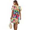 imageSAMPEEL Womens Pleated Front Summer Dresses Casual Short Sleeve T Shirts Dress with Pockets Vacation Beach Cover UpGraffiti