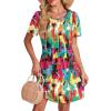 imageSAMPEEL Womens Pleated Front Summer Dresses Casual Short Sleeve T Shirts Dress with Pockets Vacation Beach Cover UpGraffiti