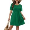 imageSAMPEEL Womens Pleated Front Summer Dresses Casual Short Sleeve T Shirts Dress with Pockets Vacation Beach Cover UpGreen