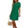 imageSAMPEEL Womens Pleated Front Summer Dresses Casual Short Sleeve T Shirts Dress with Pockets Vacation Beach Cover UpGreen