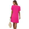 imageSAMPEEL Womens Pleated Front Summer Dresses Casual Short Sleeve T Shirts Dress with Pockets Vacation Beach Cover UpHot Pink