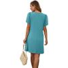 imageSAMPEEL Womens Pleated Front Summer Dresses Casual Short Sleeve T Shirts Dress with Pockets Vacation Beach Cover UpTurquoise