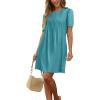 imageSAMPEEL Womens Pleated Front Summer Dresses Casual Short Sleeve T Shirts Dress with Pockets Vacation Beach Cover UpTurquoise