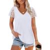 imageSAMPEEL Womens Tshirts Trendy Fashion Tops Lace Short Sleeve Business Tee Shirts Casual Knitted Blouses Summer Outfits 2025Awhite