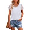 imageSAMPEEL Womens Tshirts Trendy Fashion Tops Lace Short Sleeve Business Tee Shirts Casual Knitted Blouses Summer Outfits 2025Awhite