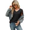 imageSAMPEEL Womens Tshirts Trendy Fashion Tops Lace Short Sleeve Business Tee Shirts Casual Knitted Blouses Summer Outfits 2025Black