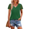 imageSAMPEEL Womens Tshirts Trendy Fashion Tops Lace Short Sleeve Business Tee Shirts Casual Knitted Blouses Summer Outfits 2025Green