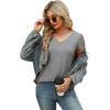 imageSAMPEEL Womens Tshirts Trendy Fashion Tops Lace Short Sleeve Business Tee Shirts Casual Knitted Blouses Summer Outfits 2025Grey