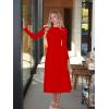 imageKaximil Womens Long Sleeve Corset A Line Maxi Dress Ruffle Ruched Waist Flowy Long DressRed