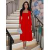 imageKaximil Womens Long Sleeve Square Neck Corset A Line Maxi Dress Ruffle Flowy Formal Long DressesRed