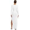 imageKaximil Womens Sexy Long Sleeve Deep V Neck Bodycon Maxi Dress Side Slit Wedding Guest Cocktail Long DressWhite