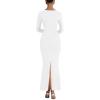 imageKaximil Womens Sexy Long Sleeve Square Neck Bodycon Maxi Dress Split Cocktail Formal Long DressesWhite