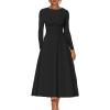 imageKaximil Womens Long Sleeve Corset A Line Maxi Dress Ruffle Ruched Waist Flowy Long DressBlack