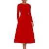 imageKaximil Womens Long Sleeve Corset A Line Maxi Dress Ruffle Ruched Waist Flowy Long DressRed