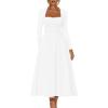 imageKaximil Womens Long Sleeve Square Neck Corset A Line Maxi Dress Ruffle Flowy Formal Long Dresses XLarge White