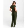 imageTrendy Queen 2 Piece Matching Summer Sweatsuit Lounge Set Womens Wide Leg Pants Side Ruching Crop Top SetsArmy Green