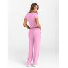 imageTrendy Queen 2 Piece Matching Summer Sweatsuit Lounge Set Womens Wide Leg Pants Side Ruching Crop Top SetsLight Pink