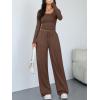 imageTrendy Queen Women 2 Piece Matching Lounge Sets Clothing Comfiest Wide Leg Pants 2025 Y2K Sweatsuits Fall Airport OutfitCocoa Brown