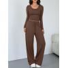 imageTrendy Queen Women 2 Piece Matching Lounge Sets Clothing Comfiest Wide Leg Pants 2025 Y2K Sweatsuits Fall Airport OutfitCocoa Brown