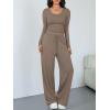 imageTrendy Queen Women 2 Piece Matching Lounge Sets Clothing Comfiest Wide Leg Pants 2025 Y2K Sweatsuits Fall Airport OutfitMocha