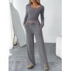 imageTrendy Queen Womens 2 Piece Matching Lounge Sets Fall Fashion Outfits Henley Neck Sweater Top Wide Leg Pants Sweat SuitsDark Grey