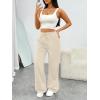 imageTrendy Queen Womens Sweatpants Baggy Wide Leg Barrel Pants Lounge Comfy Palazzo Joggers with PocketsBeige