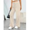 imageTrendy Queen Womens Sweatpants Baggy Wide Leg Barrel Pants Lounge Comfy Palazzo Joggers with PocketsBeige