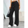 imageTrendy Queen Womens Sweatpants Baggy Wide Leg Barrel Pants Lounge Comfy Palazzo Joggers with PocketsBlack