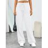 imageTrendy Queen Womens Sweatpants Baggy Wide Leg Barrel Pants Lounge Comfy Palazzo Joggers with PocketsWhite