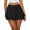 imageKaximil Womens Cute Flowy Mini Skirts High Waist Layered Ruffle Flared Skorts Skirt with Shorts UnderneathBlack