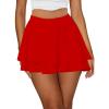 imageKaximil Womens Cute Flowy Mini Skirts High Waist Layered Ruffle Flared Skorts Skirt with Shorts UnderneathRed