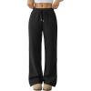 imageTrendy Queen Womens Sweatpants Baggy Wide Leg Barrel Pants Lounge Comfy Palazzo Joggers with PocketsBlack
