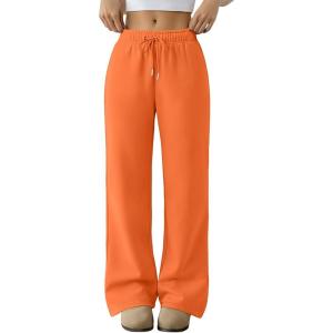 imageTrendy Queen Womens Sweatpants Baggy Wide Leg Barrel Pants Lounge Comfy Palazzo Joggers with PocketsOrange