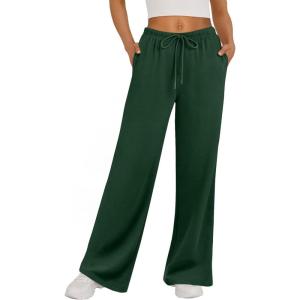 imageTrendy Queen Womens Wide Leg Sweatpants Baggy Drawstring Low Rise Lounge Pants 2025 Fall Joggers with PocketsDarkgreen