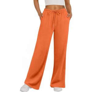 imageTrendy Queen Womens Wide Leg Sweatpants Baggy Drawstring Low Rise Lounge Pants 2025 Fall Joggers with PocketsOrange