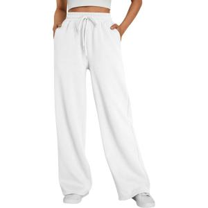 imageTrendy Queen Womens Wide Leg Sweatpants Baggy Lounge Travel Pants Fall Fashion Outfits 2025 Winter Joggers ClothesWhite
