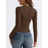 imageTrendy Queen Long Sleeve Shirts for Women 2025 Fall Fashion V Neck Basics Crop Tops Slim Fitted Y2K Tops Outfits ClothesChocolate Brown