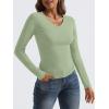 imageTrendy Queen Long Sleeve Shirts for Women 2025 Fall Fashion V Neck Basics Crop Tops Slim Fitted Y2K Tops Outfits ClothesLight Green