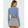 imageTrendy Queen Womens Long Sleeve Crop Tops Basic Slim Fitted Shirts Fashion 2025 Going Out Y2k Tops Teen Girl ClothesBlue Gray
