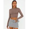 imageTrendy Queen Womens Long Sleeve Crop Tops Basic Slim Fitted Shirts Fashion 2025 Going Out Y2k Tops Teen Girl ClothesCoffee Grey
