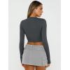 imageTrendy Queen Womens Long Sleeve Crop Tops Basic Slim Fitted Shirts Fashion 2025 Going Out Y2k Tops Teen Girl ClothesGray