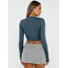 imageTrendy Queen Womens Long Sleeve Crop Tops Basic Slim Fitted Shirts Fashion 2025 Going Out Y2k Tops Teen Girl ClothesHaze Blue
