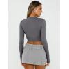 imageTrendy Queen Womens Long Sleeve Crop Tops Basic Slim Fitted Shirts Fashion 2025 Going Out Y2k Tops Teen Girl ClothesLight Gray