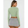 imageTrendy Queen Womens Long Sleeve Crop Tops Basic Slim Fitted Shirts Fashion 2025 Going Out Y2k Tops Teen Girl ClothesLight Green