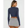 imageTrendy Queen Womens Long Sleeve Crop Tops Basic Slim Fitted Shirts Fashion 2025 Going Out Y2k Tops Teen Girl ClothesNavy
