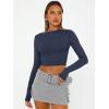 imageTrendy Queen Womens Long Sleeve Crop Tops Basic Slim Fitted Shirts Fashion 2025 Going Out Y2k Tops Teen Girl ClothesNavy