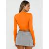 imageTrendy Queen Womens Long Sleeve Crop Tops Basic Slim Fitted Shirts Fashion 2025 Going Out Y2k Tops Teen Girl ClothesOrange