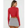 imageTrendy Queen Womens Long Sleeve Crop Tops Basic Slim Fitted Shirts Fashion 2025 Going Out Y2k Tops Teen Girl ClothesRed