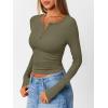 imageTrendy Queen Womens Long Sleeve Shirts 2025 Henley Casual Fall Outfits Fitted Tops Ribbed Fashion Basic TeesArmygreen